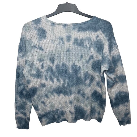 Knox Rose Womens Tie-Dye V-Neck Knit Pullover Sweater XL Blue - Picture 4 of 13